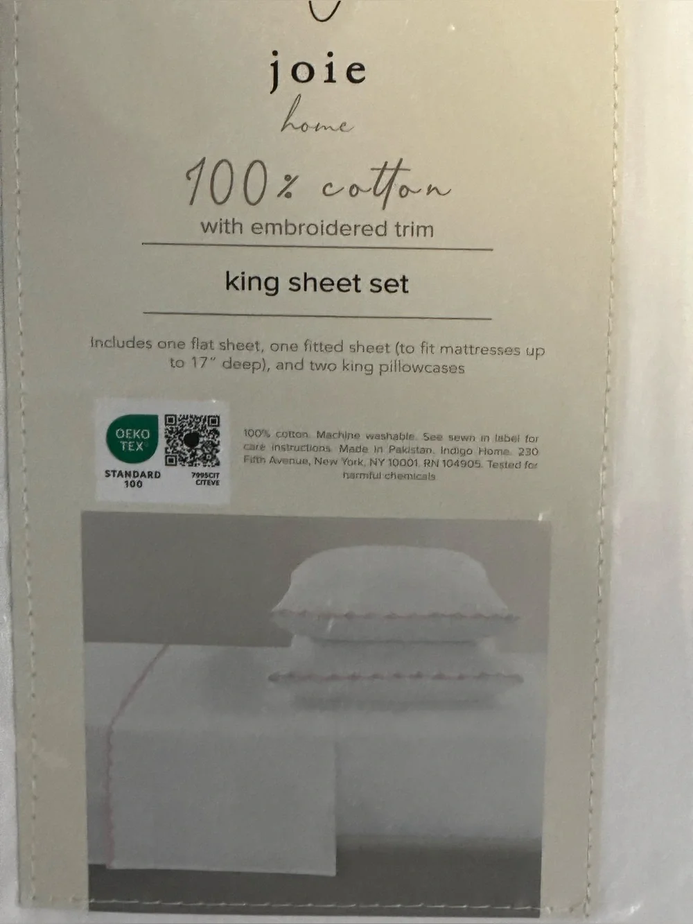 Joie Blush Embroidered Scallop Hem Cotton Sheet Set - KING size